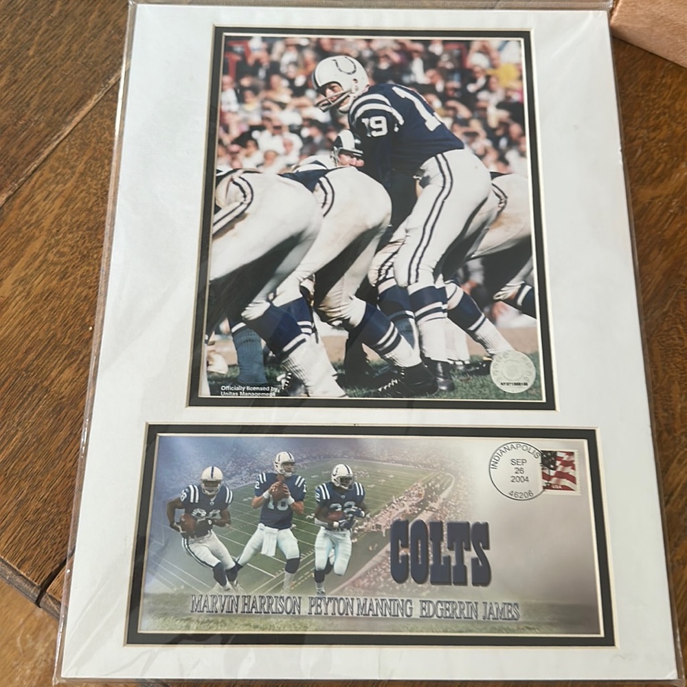 NWT Johnny Unitas Official NFL Colts Matted Picture